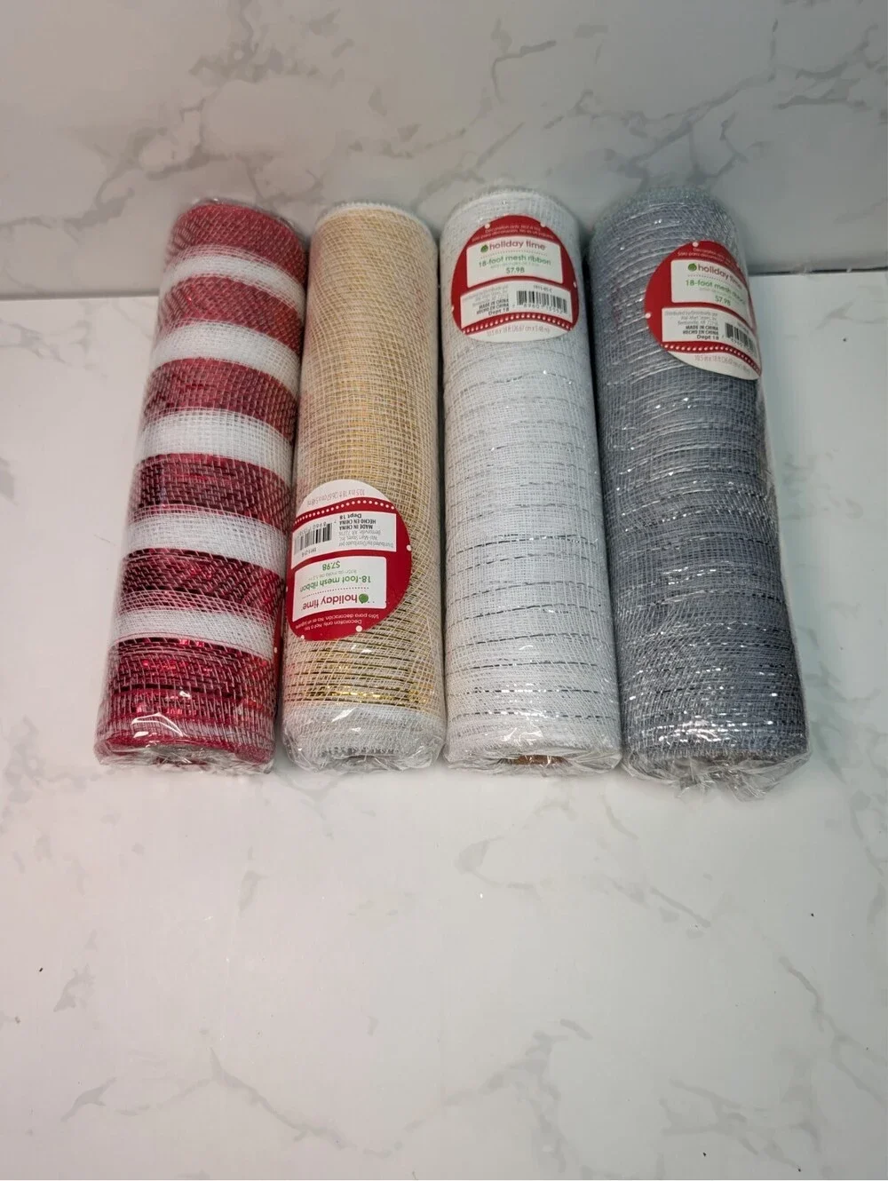 Holiday Time Deco Mesh Ribbon Lot 4 Rolls 10.5